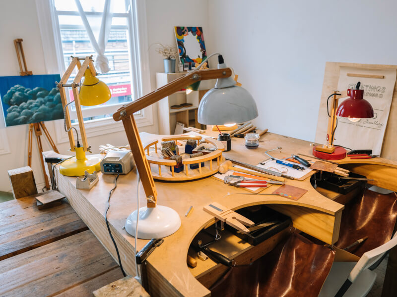 A jewellery making studio in London.